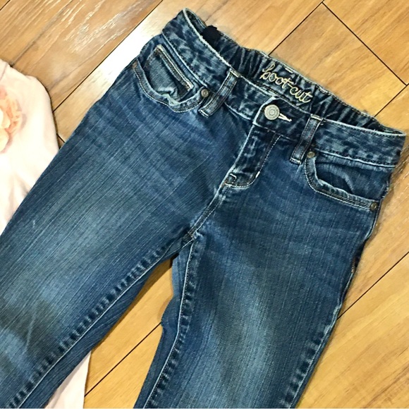 Gap girl floral flower shirt top pink - denim jeans 10 - Picture 4 of 7